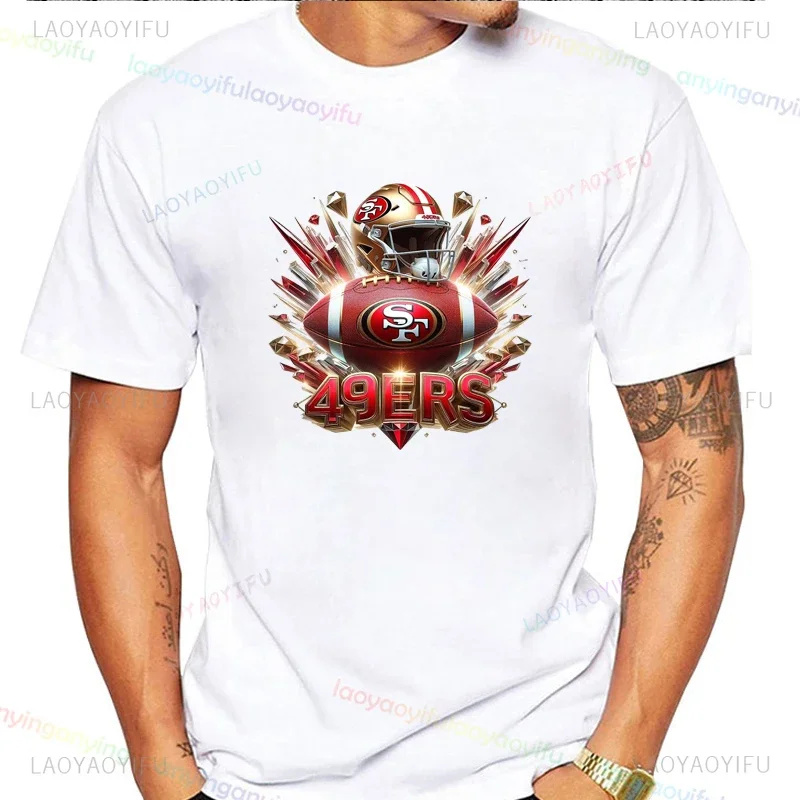 New 2025 -San-Francisco-49ers- American Football Graphic Pattern Short Sleeves T-shirt 100% Cotton Men Women Clothing Tee Shirts