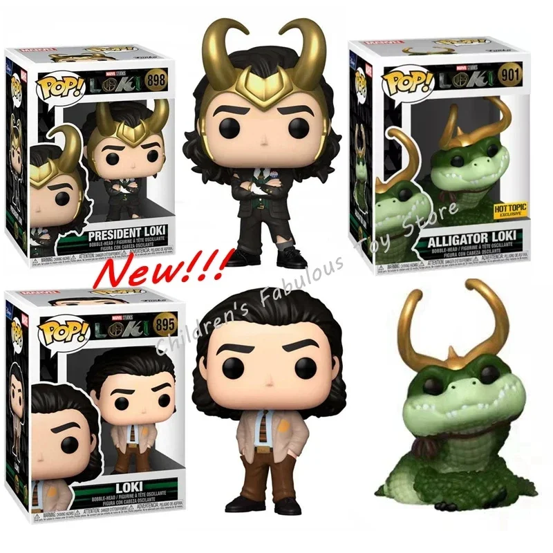 FUNKO POP NUEVAS películas de llegada y tema de TV Loki # 895 Presidente Loki # 898 Cocodrilo # 901 Figura de acción Modelo Juguetes para niños Regalos