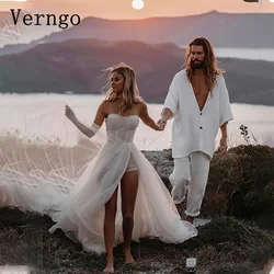 Verngo-女性のチュールビーチウェディングドレス,ハート型のAラインブライダルガウン,セクシーなサイドスリット,2024