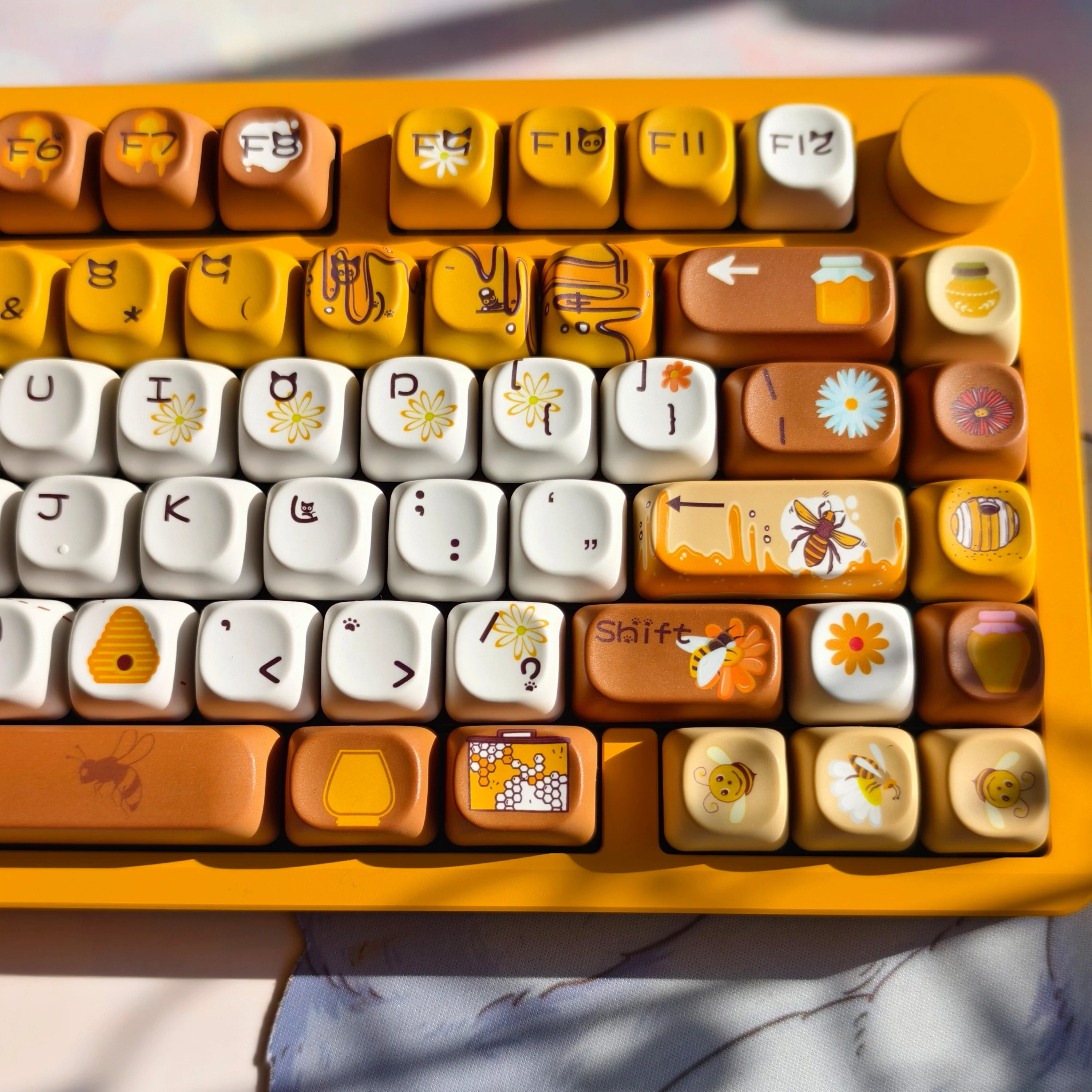 Honey Brewing Time Keycap Cherry Xda Moa Cute Yellow Autumn Bee 129Keys Keycap Set