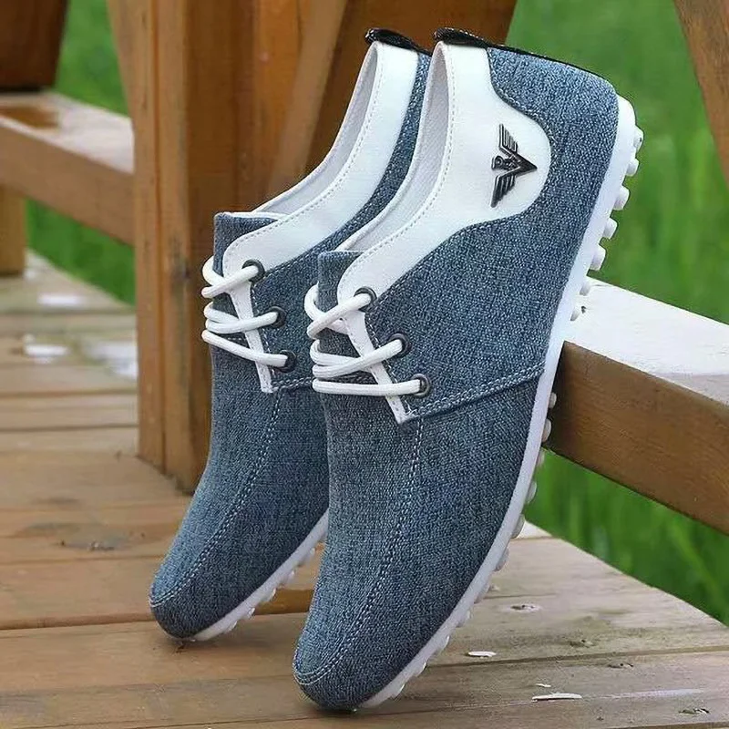 Men Lace-up Linen Cloth Breathable Mens Canvas Shoes Moccasins Flats Driving Footwear Zapatos De Hombre Brand Casual Shoes for