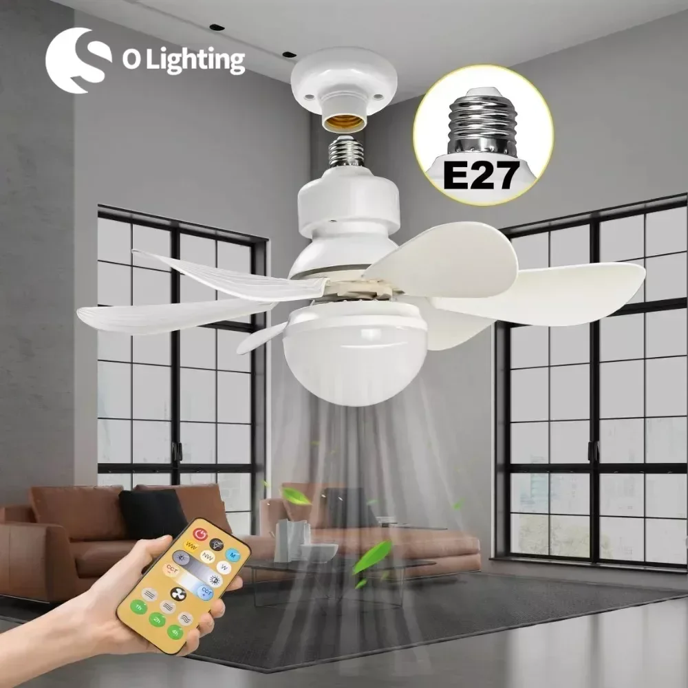 

Modern Design Mute Electric Low Profile Remote Control Smart E27 Modern Led Ceiling Fan Light with Detachable Fan Blades