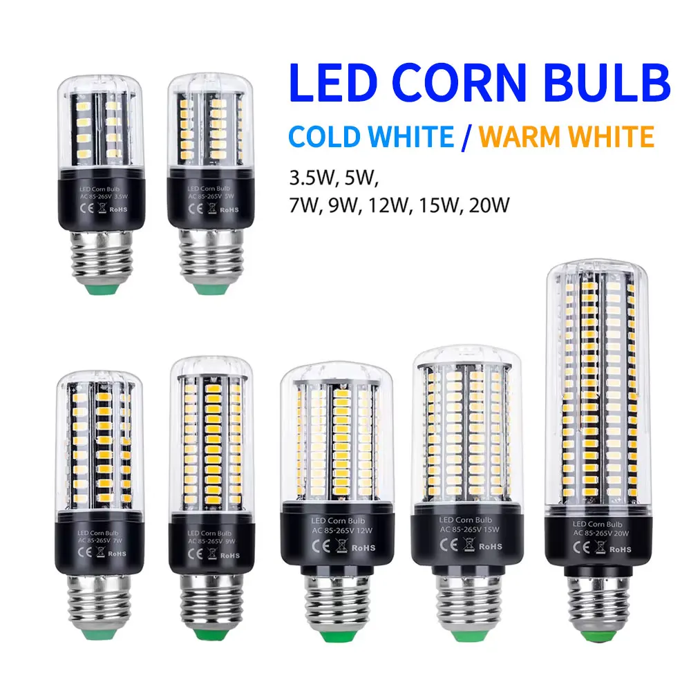 E27 220V LED lampadina 110V E14 Corn Lamp B22 3.5W 5W 7W 9W 12W 15W 20W per la casa soggiorno lampadari camera da letto 240V freddo/caldo