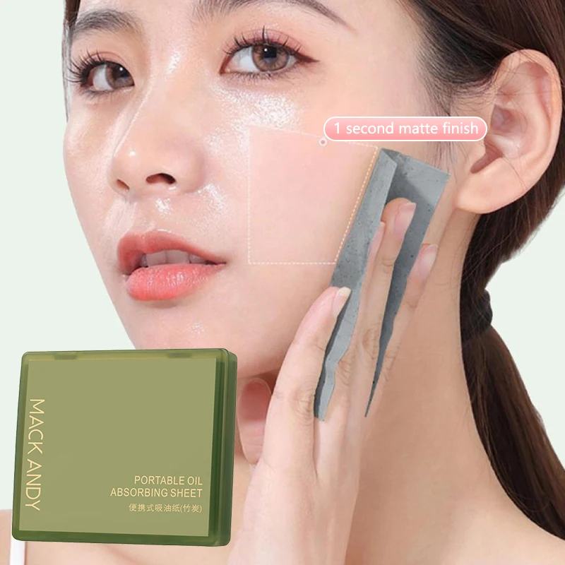 100 Sheets Portable Face Bamboo Oil Absorbing Paper With Mirror Case Beauty Woman Facial Care Paper Absorbs Facial Fat