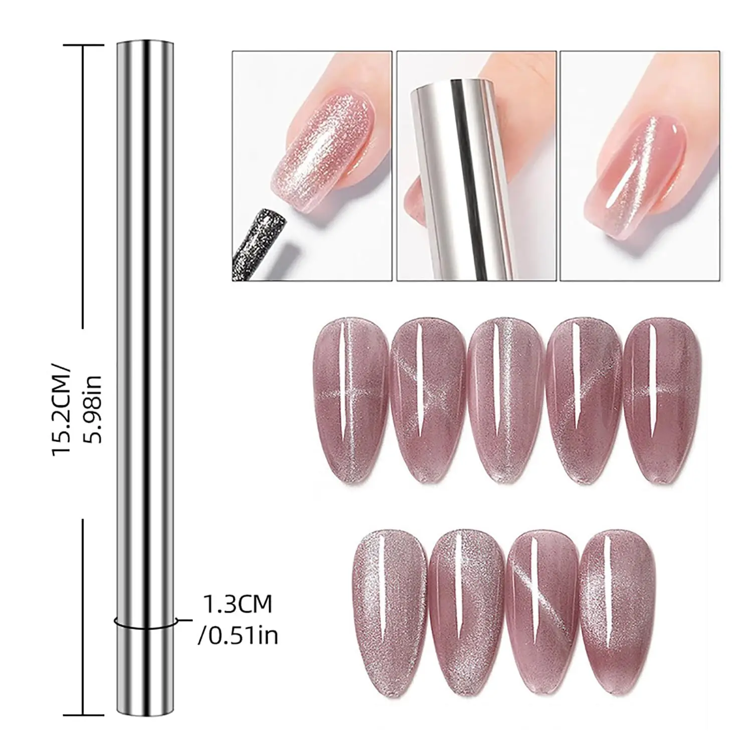 10Pcs Cat Eye Magnet Set Nail Art 3D Effect Magnetic Stick Cylinder Wand Strong Gel Polish Tools Nail Art Manicure