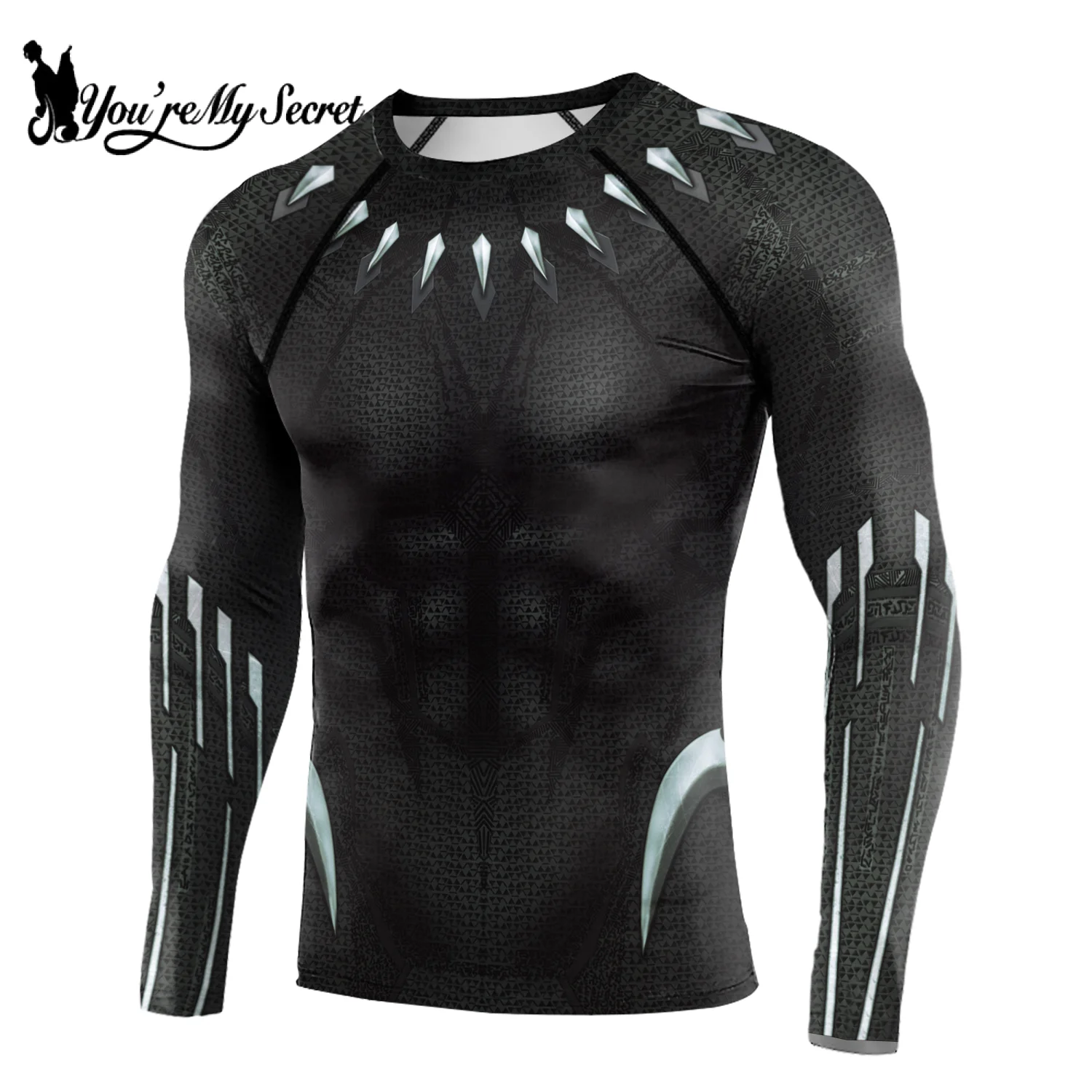 [You\'re My Secret] Movie Superhero Cosplay Costume Compression Quick Dry T-shirt Men Bodybuilding Skinny Long SleeveTops