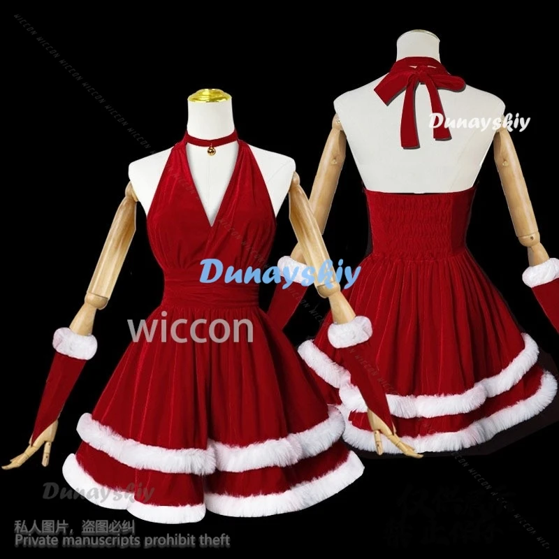 Robe Lolita de Noël personnalisée pour femmes et filles, jupe rouge, costume d'anime cosplay, uniforme de boîte de nuit, Halloween, nouvel an, carnaval, trempé