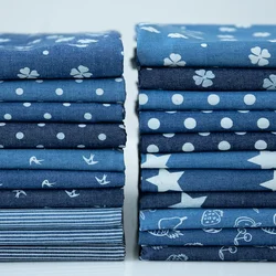 Pure Cotton Denim Cloth Thin Wash Printed Summer Clothes for Dresses Clothing Fabrics Cloth Per Meter for Sewing Diy Material