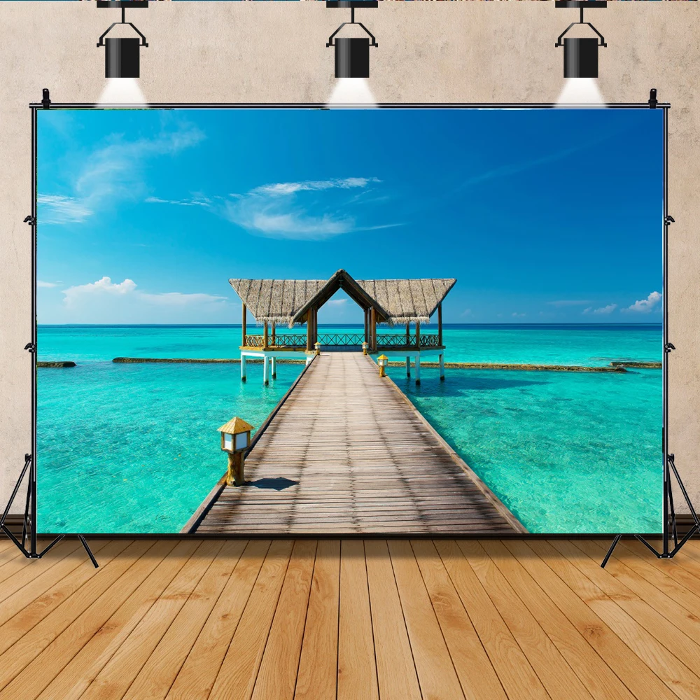 Тропический пляжный фон для фотосъемки морской пляж Пальма природный пейзаж детский день рождения Свадебный душ Вечеринка студийный фон