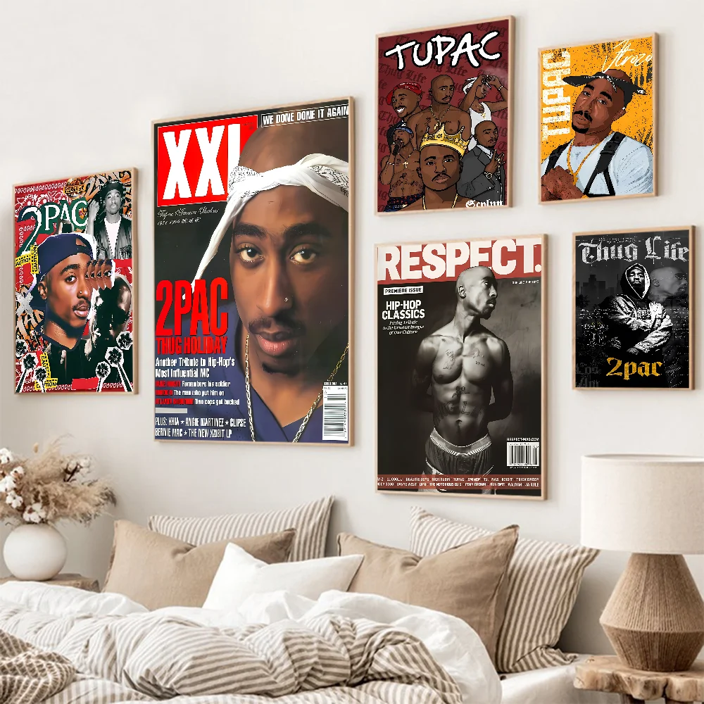 Rock Bands T-Tupac S-Shakur Self-adhesive Art Poster Decoracion Painting Wall Art White Kraft Paper Home Decor