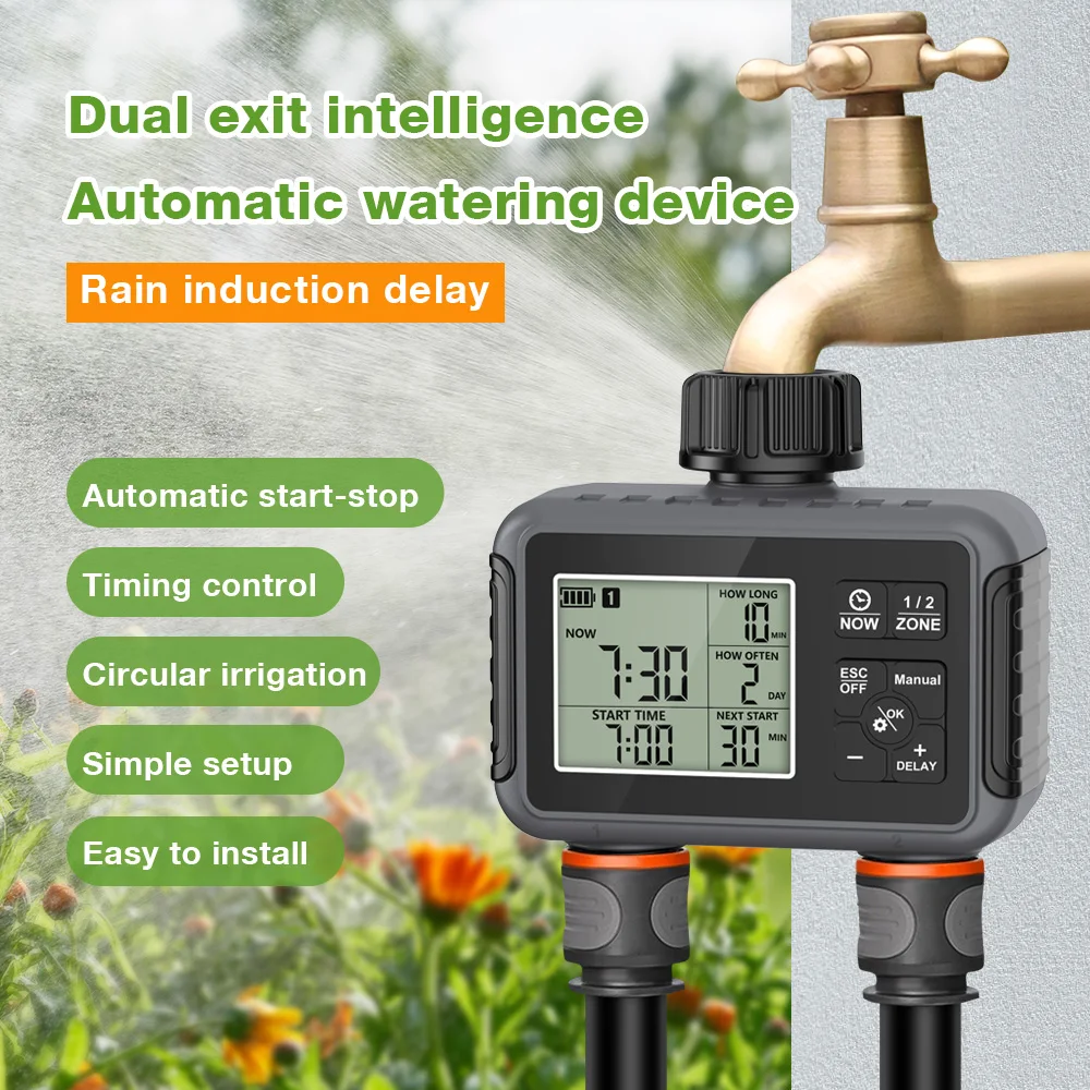 1/2/3-Outlets Automatic Water Timer Smart Irrigation Watering System Sprinkle Faucet Hose Programmer Timer for Garden Outdoor