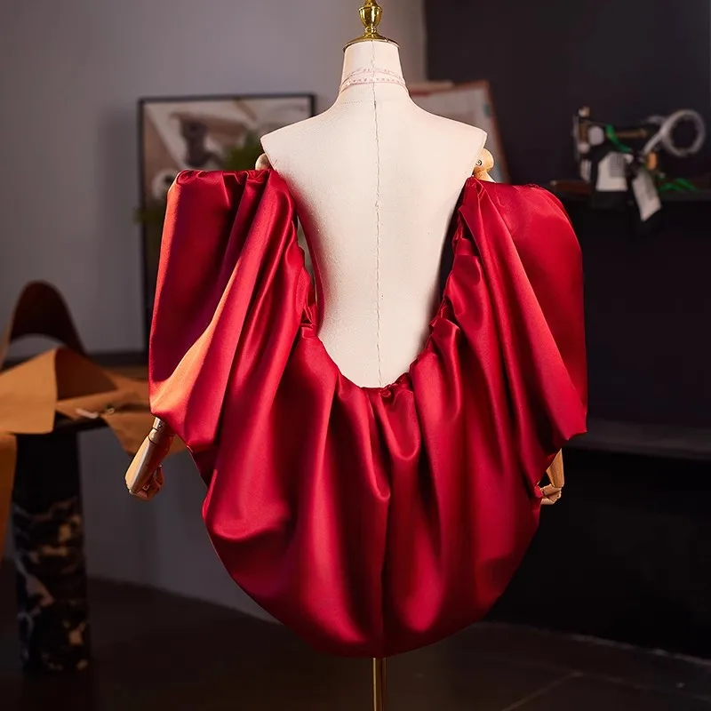 Женская модная большая красная атласная пашмина, женская перфорация, шаль для вечеринки, воротник-плащ R115