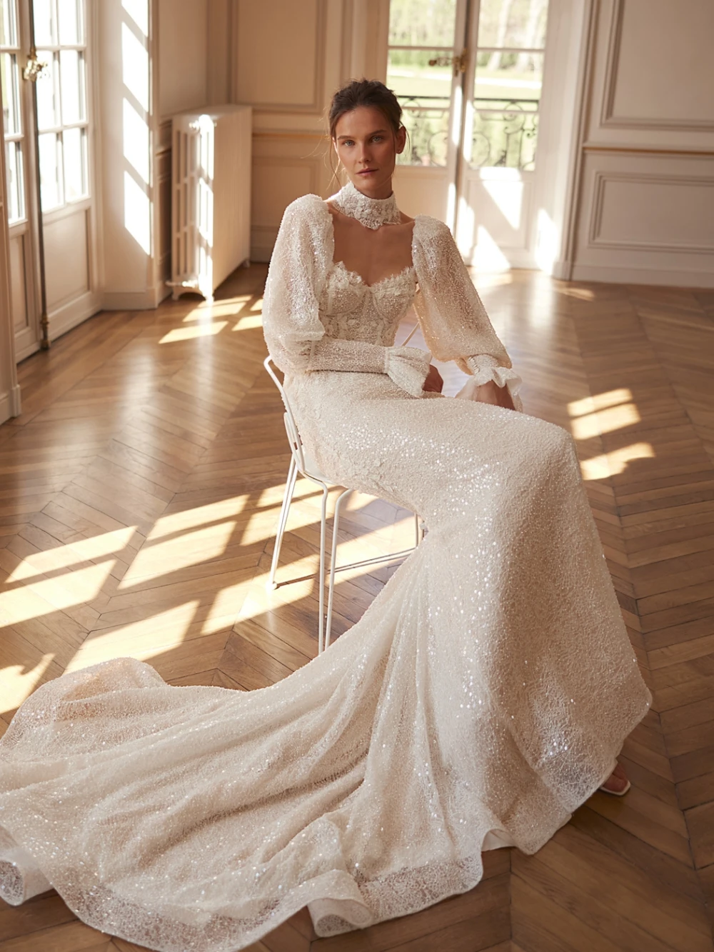 Nouveauté broderie perles dentelle robe de mariée chérie cou robe de mariée Appliques personnalisées robes de sirène pour la mariée