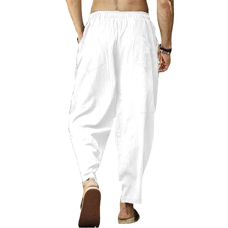 Pantalon large en lin pour hommes, jogging de printemps, jogging surdimensionné, streetwear masculin, pantalon de yoga décontracté, pantalon de survêtement d'automne