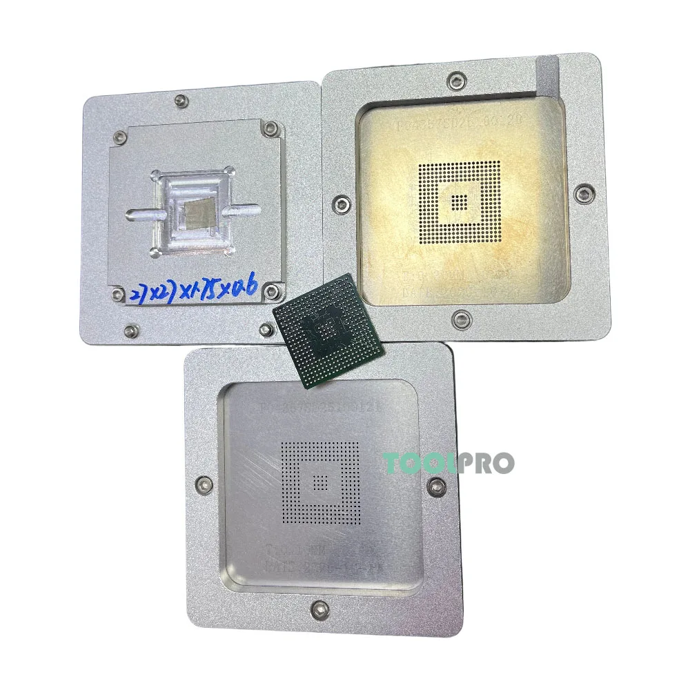 

Reball Jigs 82x82mm Reballing Stencil D800436F1-5 Paste Scraping For Customized Chipsets Fixed BGA Reballing Platform