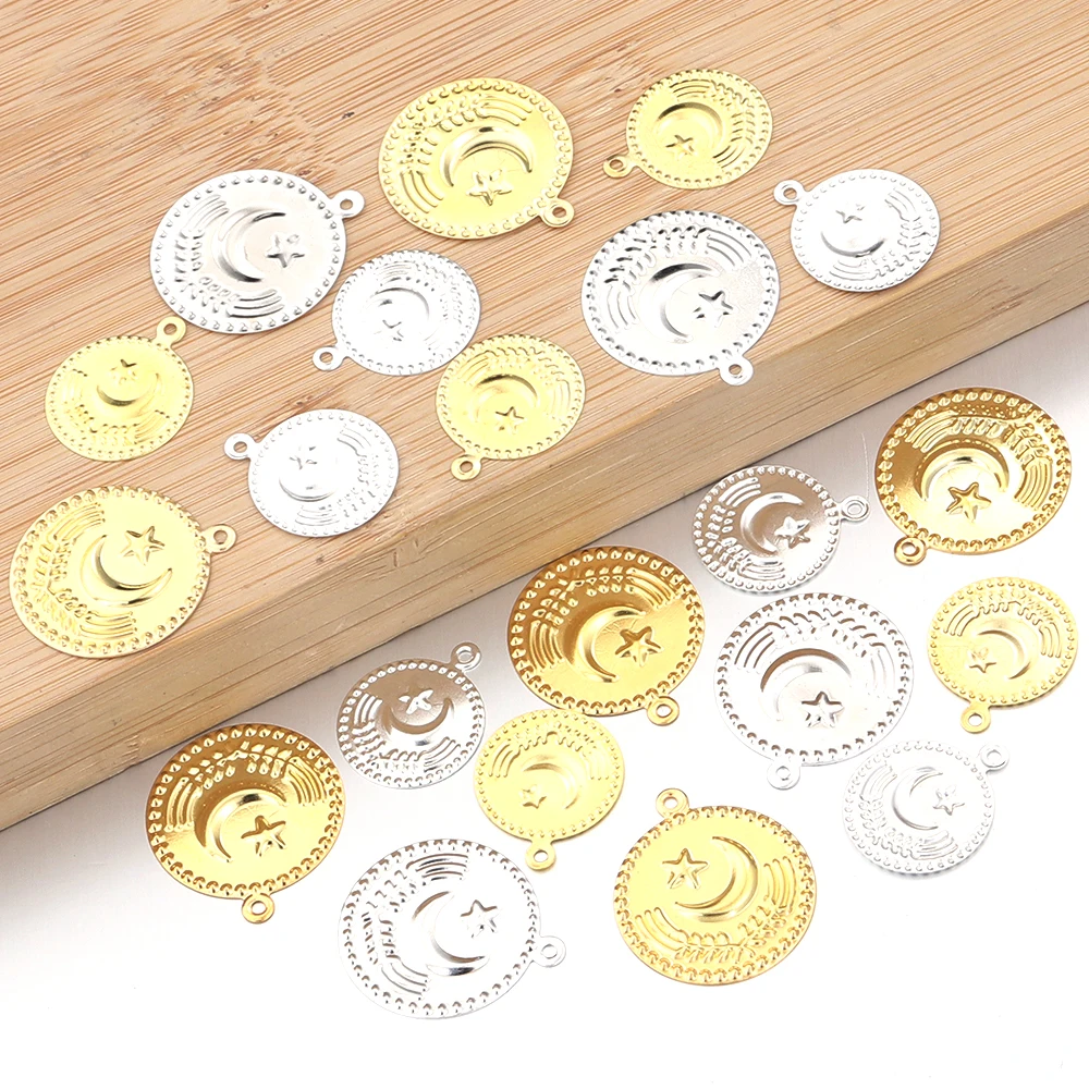 50/100 stücke 15/20mm Türkei Vintage Eisen Blatt Anhänger Runde Anhänger Für Schmuck Machen DIY Charms Halskette ohrringe Zubehör – Detail 13