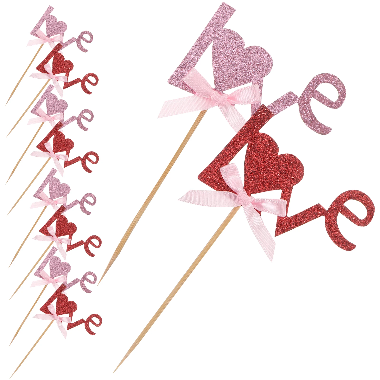 

40 Pcs Top Hat Cake Insert Father for Bamboo Happy Valentine's Day Cupcake Toppers