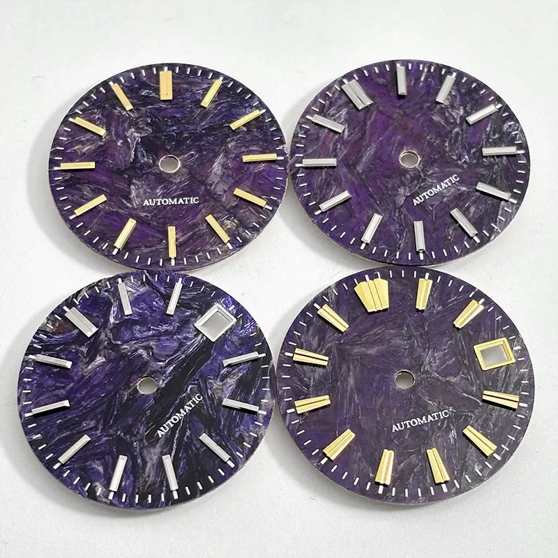 NH35 Dial 28.5mm Purple Dragon Crystal Stone Dial Suitable For