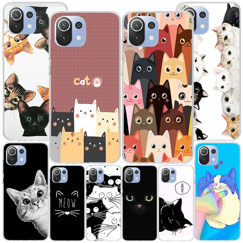 Cat Cute Kitten Cartoon Phnoe Case for Xiaomi Mi 11T 12T 10T 9T Pro 13 12 11 A3 11i 8 9 10 Lite 12X 5X 6X Unique Cover Coque