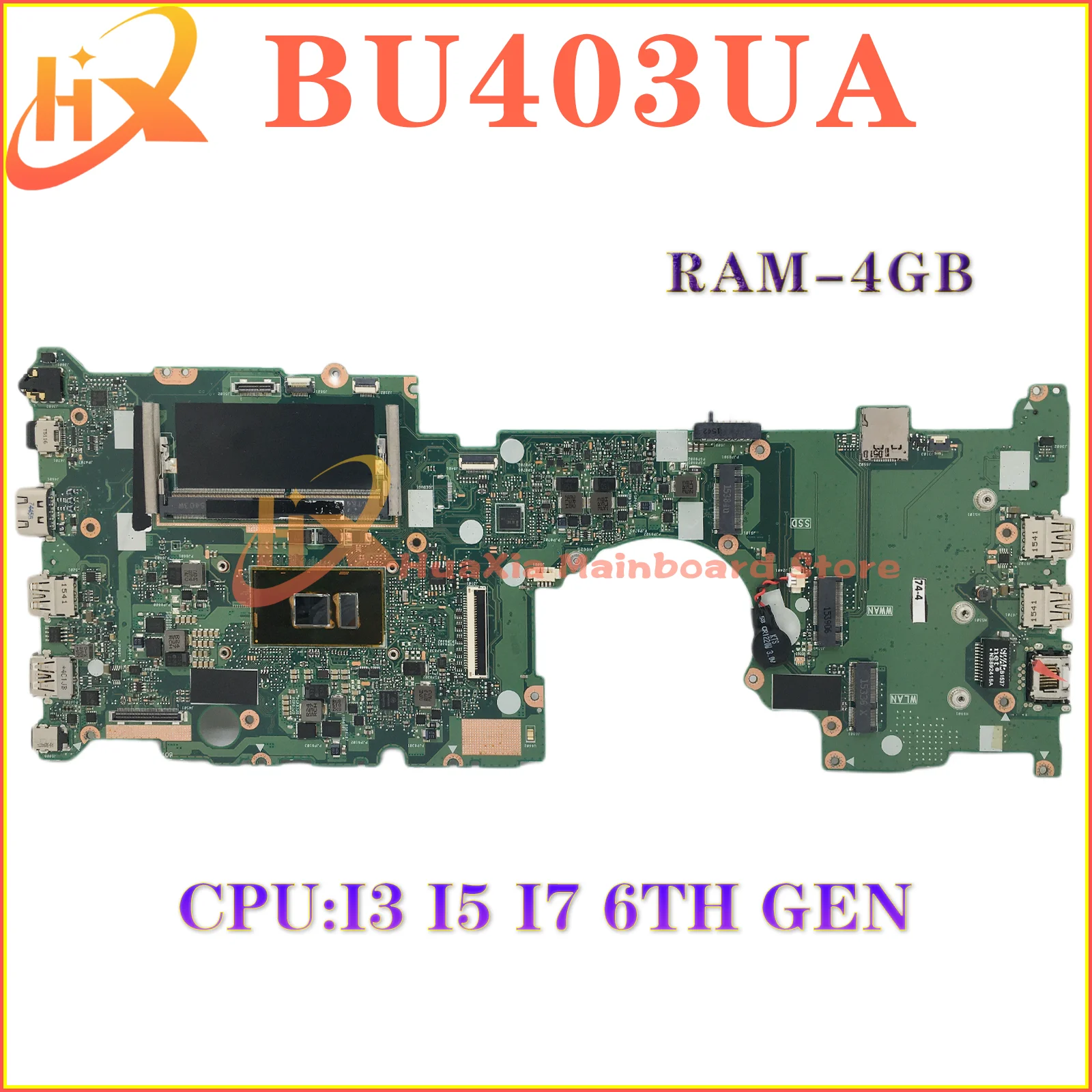 Placa base para portátil BU403UA para ASUS ASUSPRO B8430UA P5430UA BU403U PU403UA, placa base para ordenador portátil 4GB-RAM I7 I5 I3 6. a generación