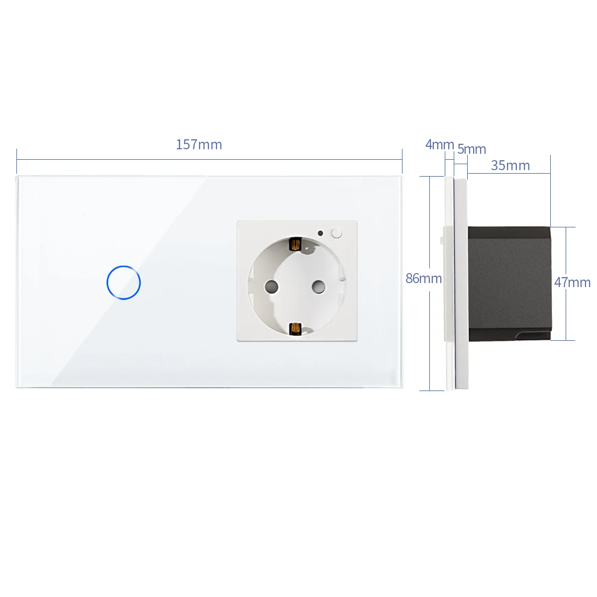 Imagem -02 - Bingoelec wi fi Inteligente Interruptor de Toque com Soquete Cristal Branco Painel Vidro Sensor Interruptores com Tuya Soquete para Casa Inteligente