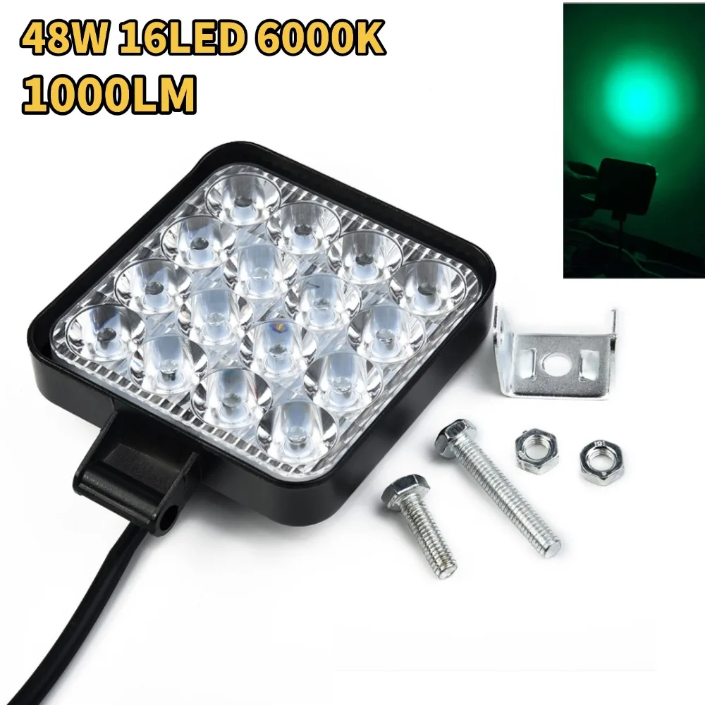 12V/24V 16 LED Work Lights Bar Floodlight Car ATV Off-Road Driving Fog Lamp 48W 6000K Waterproof IP 67 Car Lights Accessories