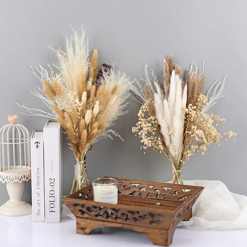 Boho Dried Flower Bouquet for Rustic Wedding Decoration,Dried Pampas Grass Autumn Home Decor Party Floral Arrangement,Vase Decor