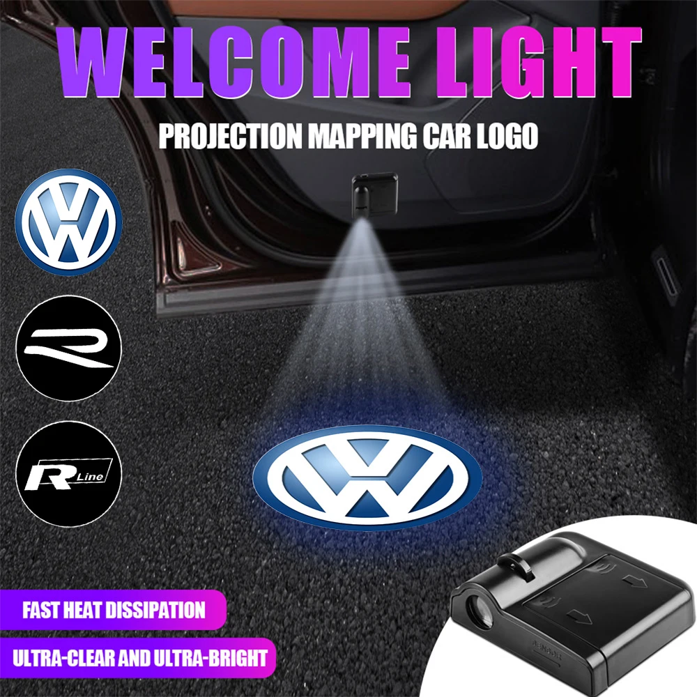 Luz de Bienvenida con Logotipo para Puerta de Coche, Lámpara Proyectora Láser para Volkswagen Golf, Passat, Beetle, Vento, Jetta, Tiguan, Polo, GTI, Touareg, Rline