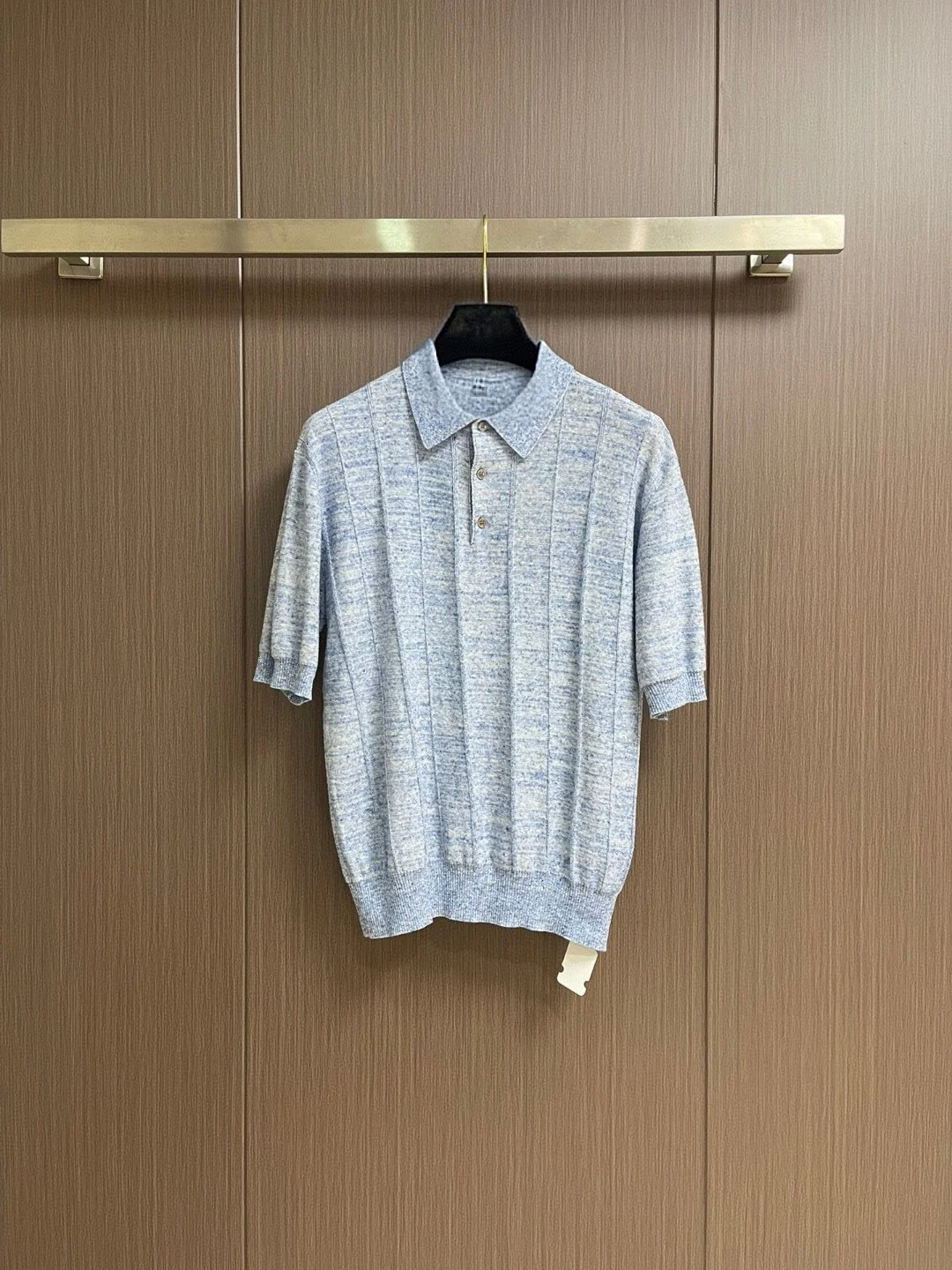 

Italian old money style LP 25 summer linen mixed silk lapel short-sleeved polo shirt