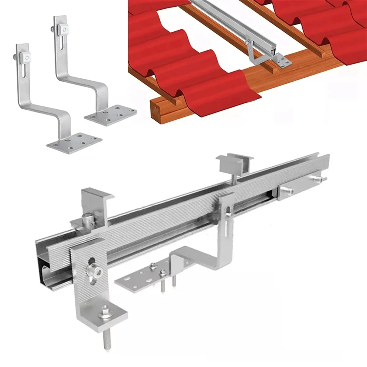 Imagem -03 - Acessórios do Suporte de Montagem do Painel Solar Conjunto de Gancho de Telha de Vidro Instalação Fotovoltaica Telhado de Telha de Estanho