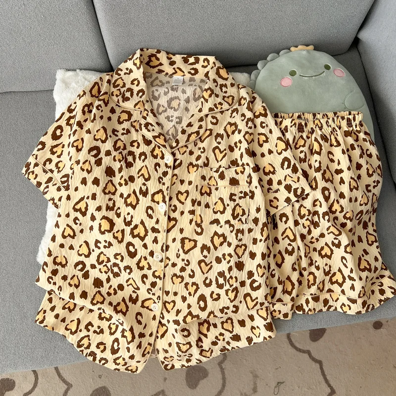 Conjunto de Pijama de Verano de Manga Corta en Algodón Nube para Mujer, Cómodo y Moderno, Pantalones Cortos que se Pueden Usar en Casa o Fuera