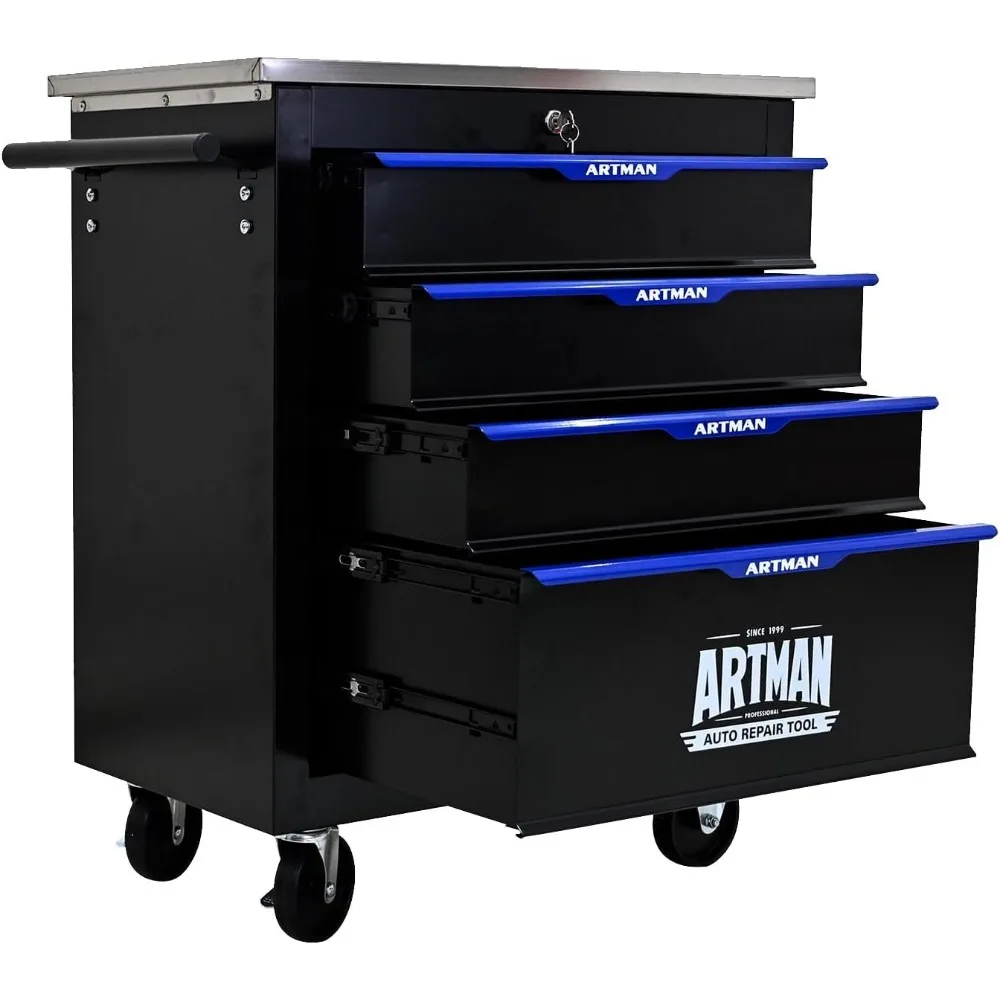 

Heavy-Duty Rolling Steel Tool Cart with Handle&Wheels, Metal Storage Organizer Cabinet, Tool Chest for Efficient Tool S