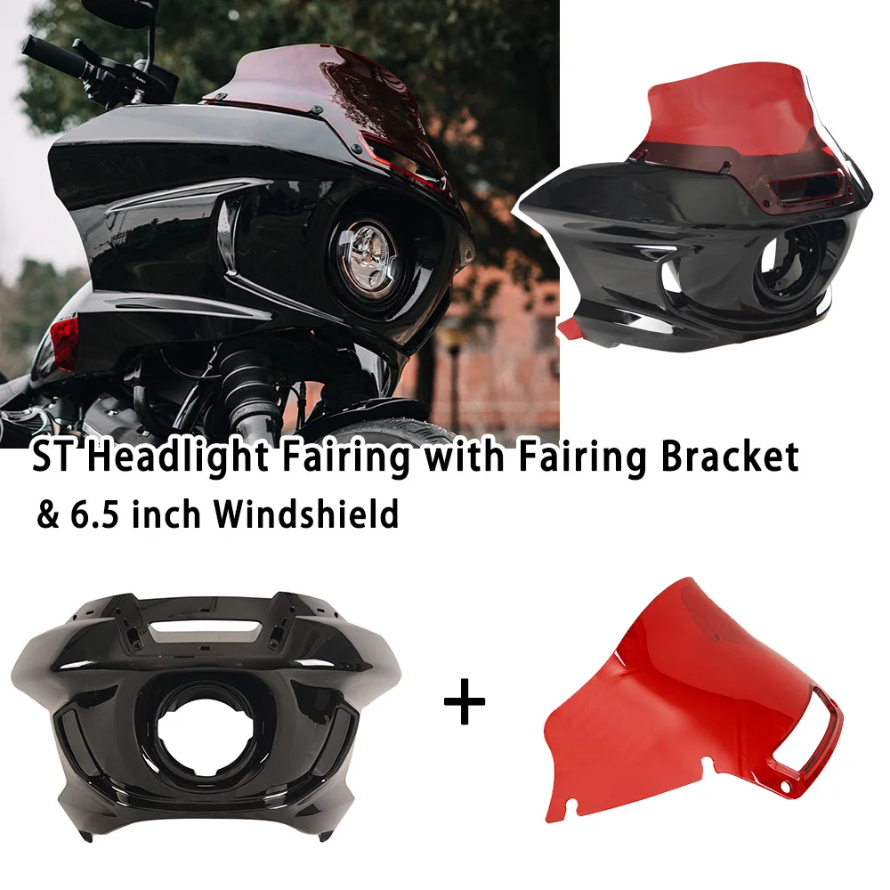 

Motorcycle Headlight Fairing 6.5 inch Windshield Bracket Fit For Harley Davidson FXLR FXLRS FXBB Street Bob Low Rider S 2018 UP