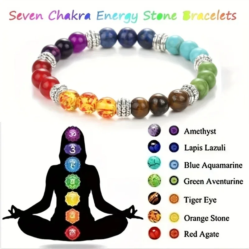 7 Chakras Balance Energy Bracelet for Women Volcanic Healing Stone Original Quality Chakra Jewelry