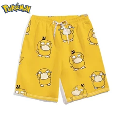 Pokemon Cartoon Psyduck Swimming Trunks Summer Men Fashion Beachwear Print Beach Pants Swimwear Drawstring Sportwear Short Gift