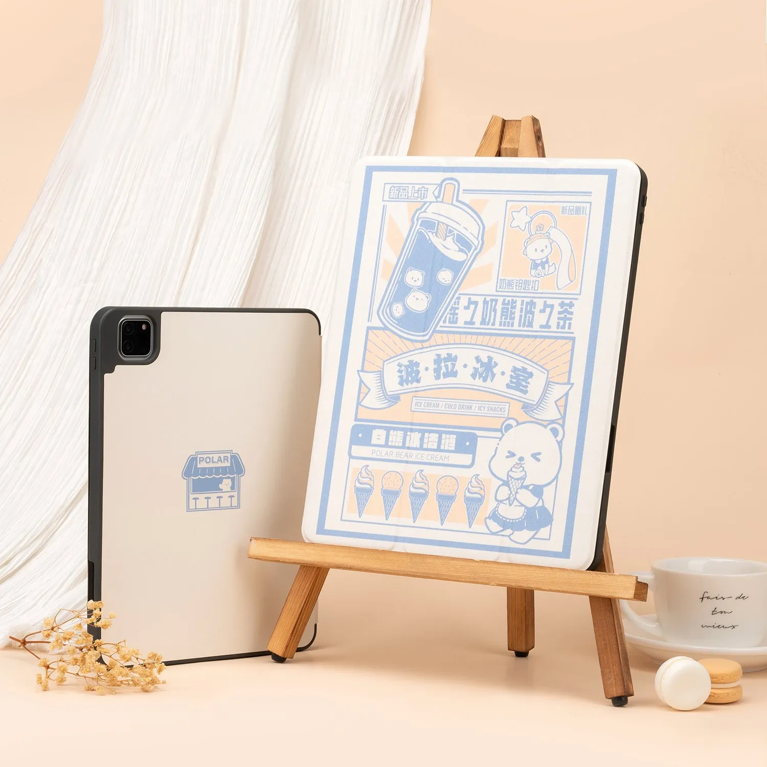 GeekShare 아이패드 프로 보호 케이스, 귀여운 만화 풀 커버 하드 쉘, 낙하 방지 방수 케이스, 펜 슬롯 포함, 신제품