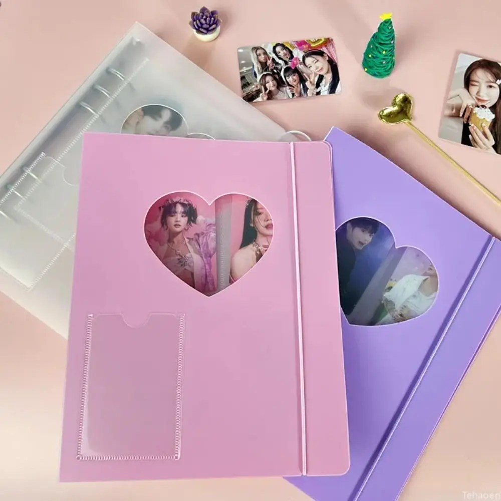 شفاف A5 Photocard غطاء الموثق شكل قلب باستثناء الصفحات الداخلية بطاقة الموثق غطاء دائم فضفاضة ورقة ألبوم بطاقة الصور