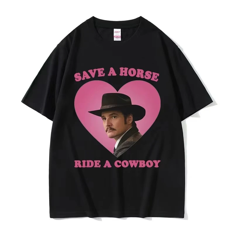 2026 Summe Pedro Pascal Save The Horse Ride A Cowboy Graphic T Shirts Men's Women High Quality 100% Pure Cotton Printed T-shirt - view 2