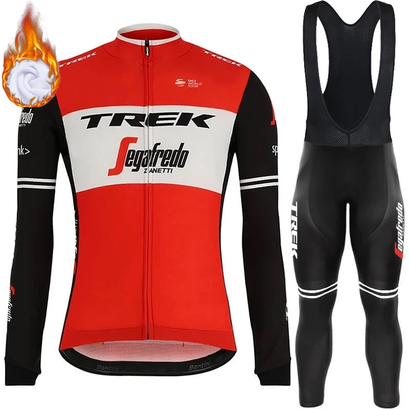 Winter Thermal Fleece Cycling Jersey 2024 TREK Man Pro Team Complete Men Set Men\'s Clothing Mountain Bike Bib Mtb Male Retro