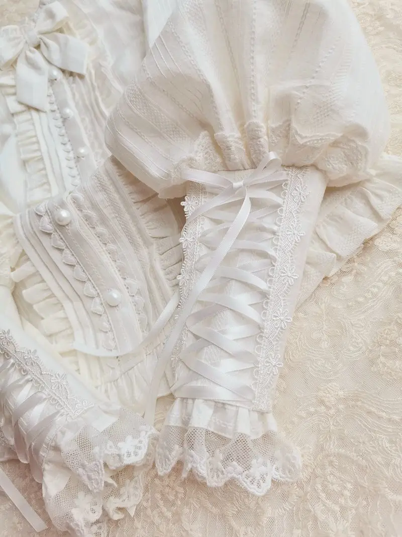 Japanischen Stil Süße Lolita Blusen Frauen Vintage Spitze Verband Langarm Prinzessin Shirts Mädchen Harajuku Nette Tops