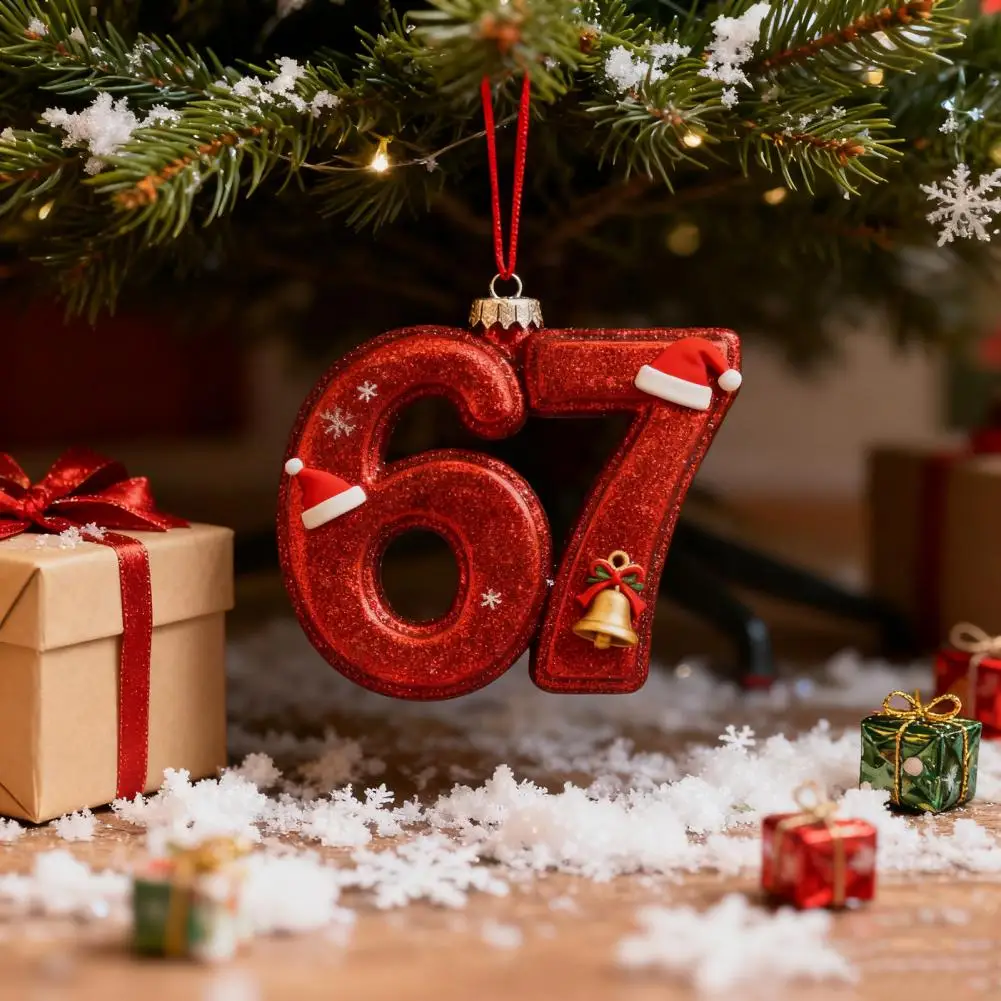 67 Christmas Ornament 2D Flat Funny Six Seven Meme Christmas Decoration Gifts for Teens Adults Humor Lovers