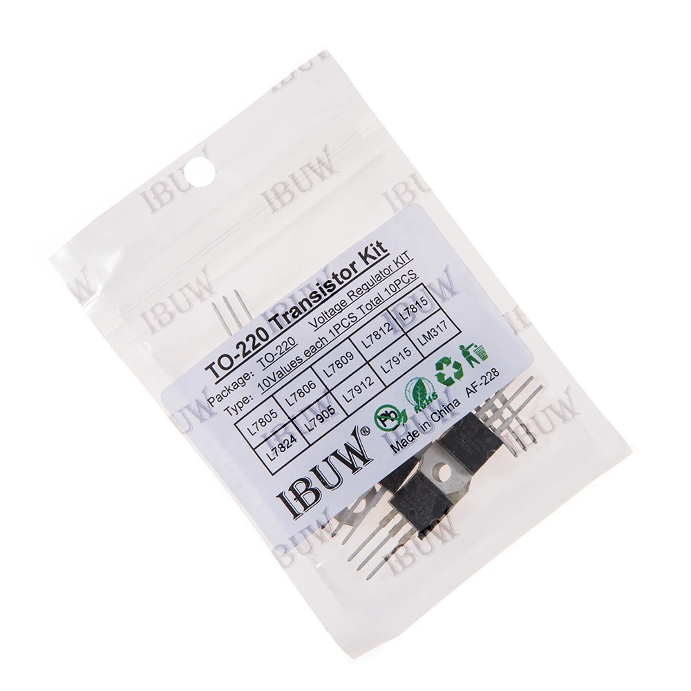 10PCS 10Values TO-220 Transistor Kit (L7805/L7812/LM317 etc.) Voltage Regulator for Industrial Power Supply KIT  DIY L7805 TO220