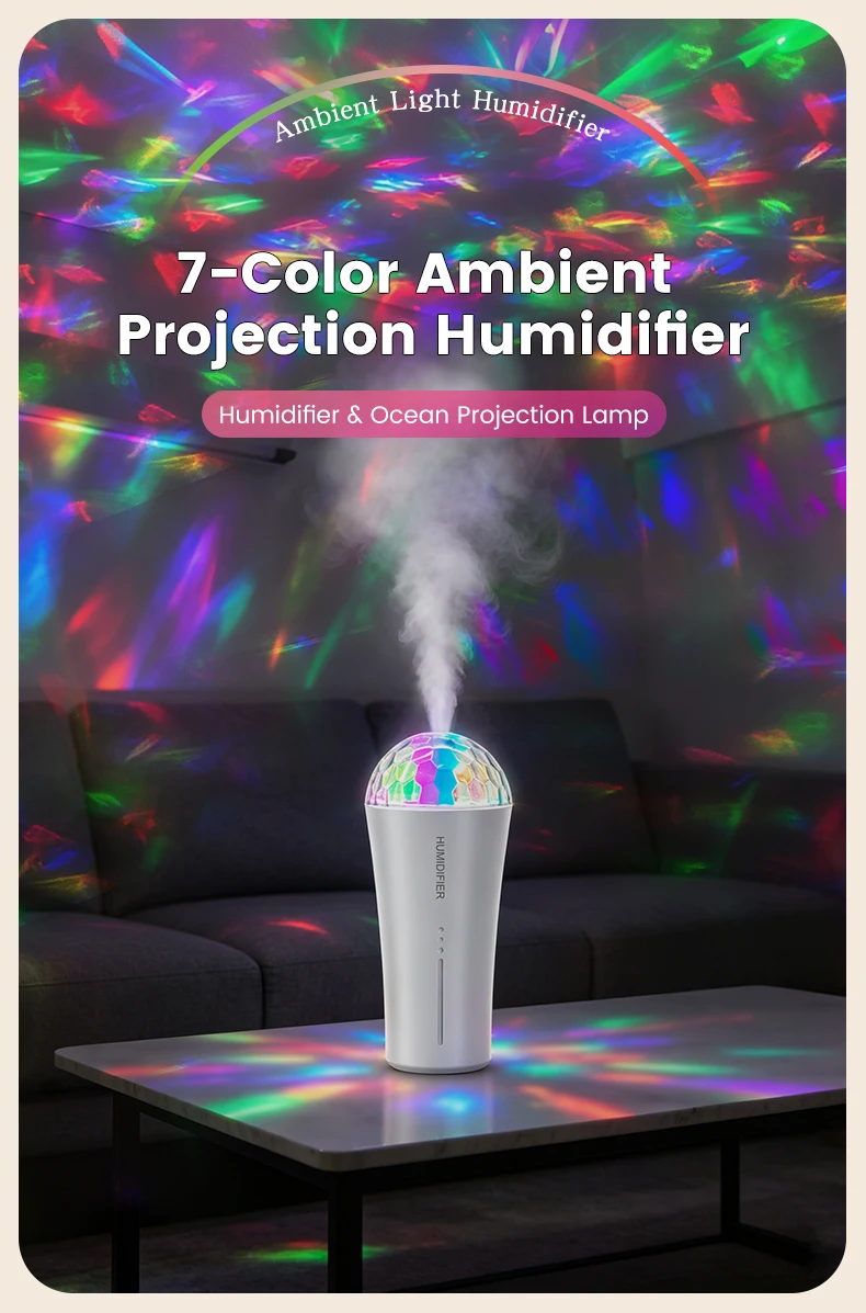 Car and Home Dual-Use Crystal Humidifier, Light Luxury Crystal Look, Compact, Convenient and Quiet, Mini Humidifier