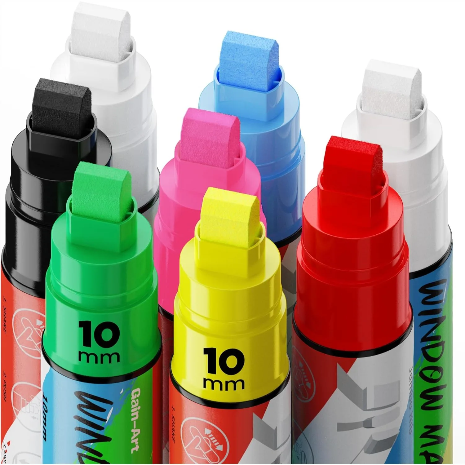 

8 Jumbo Liquid Chalk Pens For Car Window Glass Washable, 10mm 3 In 1 Nib, Window Markers For Chalkboard Menu Board Restaurant Bistro Grocery Store