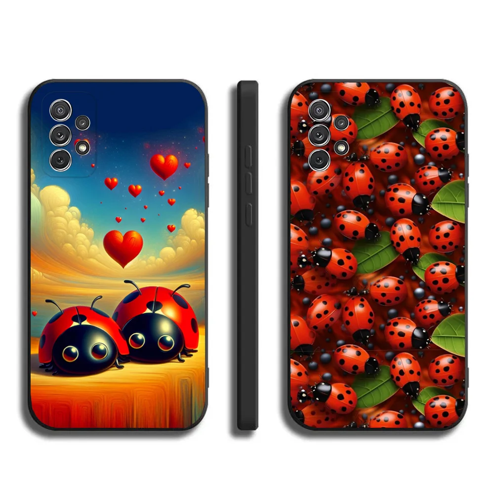 Insect Seven-star ladybug Phone Case For Samsung Galaxy A20,A21s,A22,A31,A32,A52,A53,A72,73,A80,A91Soft Black Cover