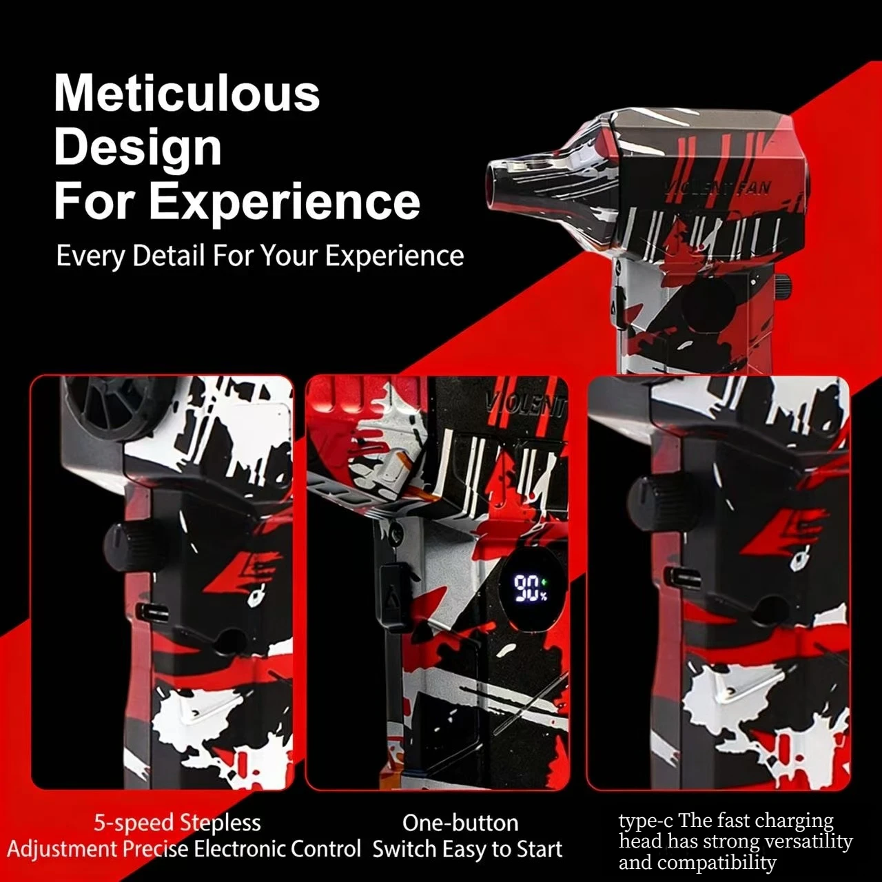 NEW L5 brushless motor fan, 990,000 RPM, fan speed 75 m/s, with LED display, rechargeable,Powerful hair dryer,extensive use.