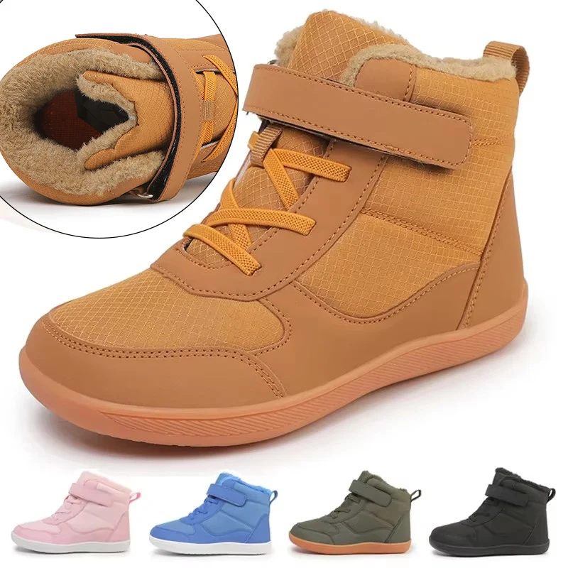 

Suitable for Toddlers/small/middle children winter waterproof barefoot snow boots for boys and girls wide-footed outdoor shoes