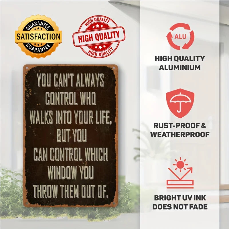 قطعة واحدة، لافتات ألومنيوم عتيقة معدنية ساخرة (8 بوصة × 12 بوصة)، لا يمكنك التحكم دائمًا من المشي في حياتك ملصقات مضحكة #2