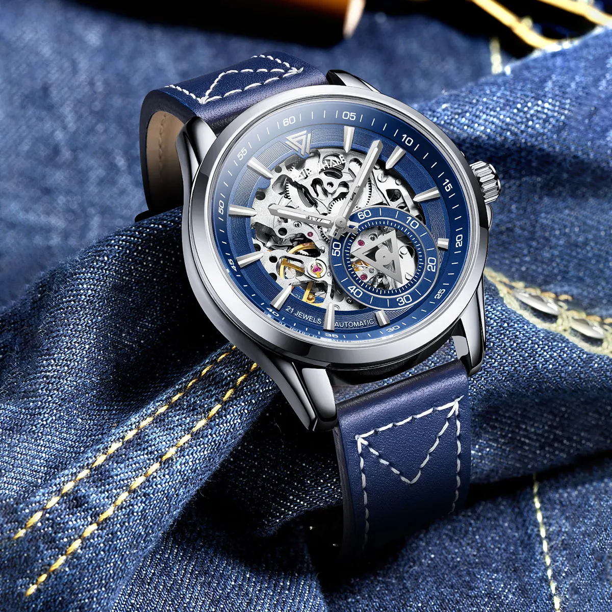 

MARK FAIRWHALE Luxury 3D Skeleton Dial Men Automatic movement Watch Luminous Waterproof reloj hombre