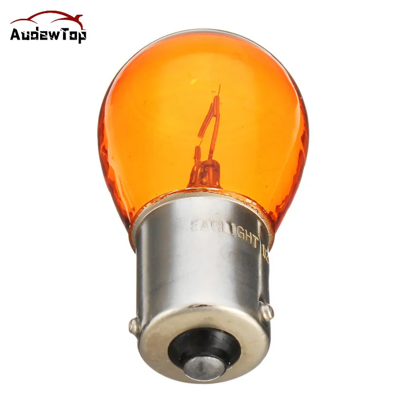 10pcs/2pcs Car Indicator Light Brake Reverse Lamp Parking Light LED Bulbs 1156 BAU15S PY21W 12V  Amber Yellow Halogen Lamp DC